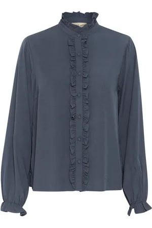 Cream Bluzki, Kobieta, Niebieski, S, Frill Shirt Bluser Ombre