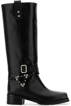 SONORA Buty, Kobieta, Czarny, 38 1/2 EU, Czarne Skórzane Paski Wysokie Buty