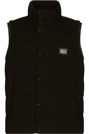Dolce & Gabbana Kurtki, Mężczyzna, Czarny, 3XL, Nylon, Kamizelka z Logo Czarna