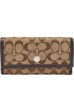 Coach Pre-owned, Kobieta, Beżowy, ONE SIZE, Pre-owned portfele płócienne