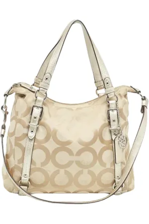 Coach Pre-owned, Kobieta, Beżowy, ONE SIZE, Pre-owned Canvas shoulder-bags