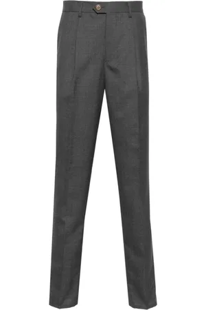 Brunello Cucinelli Spodnie, Mężczyzna, Szary, 2XL, Wełna, Klasyczne niebieskie spodnie wełniane