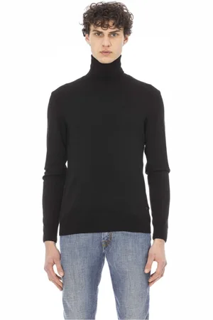 BALDININI Swetry, Mężczyzna, Czarny, S, Trendy Dolcevita Sweater - Monogram Metal