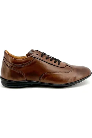 Duca Di Morrone Buty, Mężczyzna, brązowy, 41 EU, Brązowe Skórzane Buty na Sznurowadła Okrągły Nosek