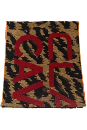 Roberto Cavalli Akcesoria, Mężczyzna, brązowy, ONE SIZE, Szalik z Logo w Wzór Animalier
