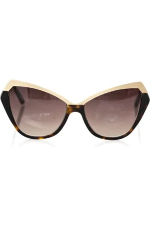 FRANKIE MORELLO Akcesoria, Kobieta, Czarny, ONE SIZE, Okulary Przeciwsłoneczne Cat Eye Metaliczne Złoto Żółw