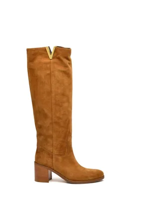 Via Roma Buty, Kobieta, brązowy, 40 EU, Zamsz, Brązowy Zamszowy Kozak z 7 cm Obcasem