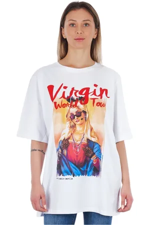 FRANKIE MORELLO Koszulki, Kobieta, Biały, XL, Oversize T-shirt z nadrukiem Fwcs 9151Ts
