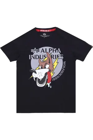 Alpha Industries Koszulki, Mężczyzna, Czarny, S, Wolfhounds Tee Czarna Koszulka