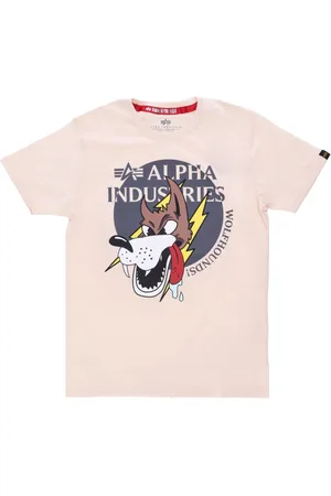 Alpha Industries Koszulki, Mężczyzna, Różowy, S, Koszulka Męska Wolfhounds Tee Jet Stream White
