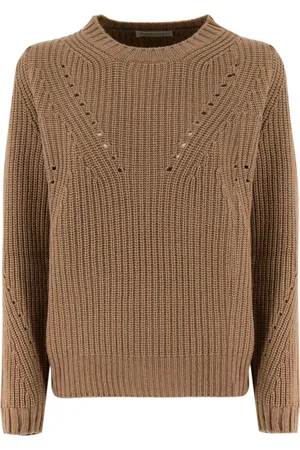 LE TRICOT PERUGIA Swetry, Kobieta, brązowy, M, Klasyczny Sweter Z Dzianiny