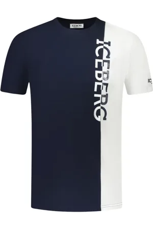 Iceberg Koszulki, Mężczyzna, Niebieski, S, Męski T-shirt z pionowym logo