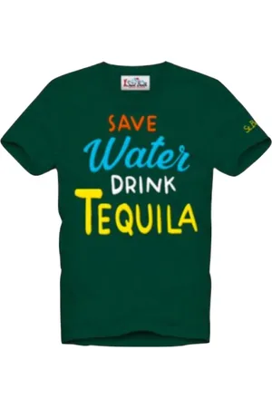 MC2 SAINT BARTH Koszulki, Mężczyzna, Zielony, L, T-shirt krótki rękaw Save water tequila