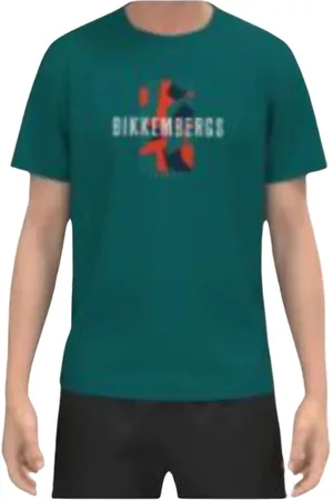 Bikkembergs Koszulki, Mężczyzna, Zielony, L, Męski T-shirt z nadrukiem logo