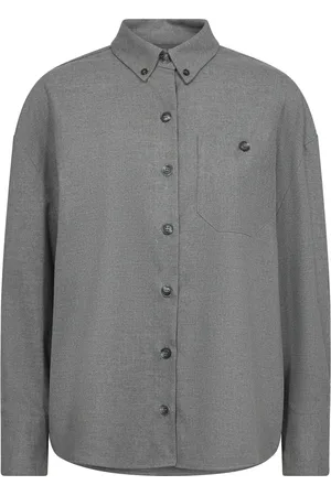 Mos Mosh Bluzki, Kobieta, Szary, L, Poliester, Oversized Shirt z Miękką Jakością