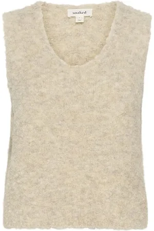 Soaked in Luxury Swetry, Kobieta, Beżowy, 2XL, Wełna, Miękki Sweter Oatmeal Melange