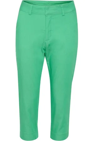 Kaffe Spodnie, Kobieta, Zielony, XL, Zielone Spodnie Capri Gumdrop Styl