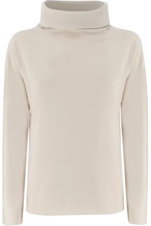 LE TRICOT PERUGIA Swetry, Kobieta, Beżowy, S, Len, Elegant Turtleneck Jumper