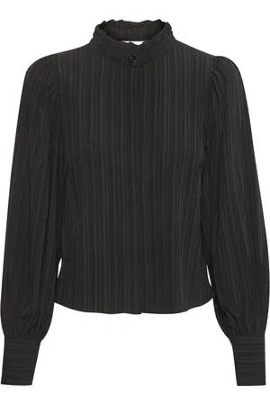 Karen by Simonsen Bluzki, Kobieta, Czarny, 3XL, Frill Shirt Blouse Meteorite