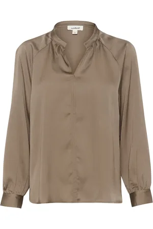 Soaked in Luxury Bluzki, Kobieta, brązowy, S, Elegancka Bluzka z dekoltem Morel