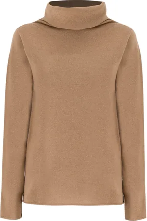 LE TRICOT PERUGIA Swetry, Kobieta, brązowy, L, Len, Elegant Turtleneck Jumper