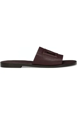 Dolce & Gabbana Buty, Kobieta, Czerwony, 42 1/2 EU, Len, Burgundy Deerskin Logo Slides