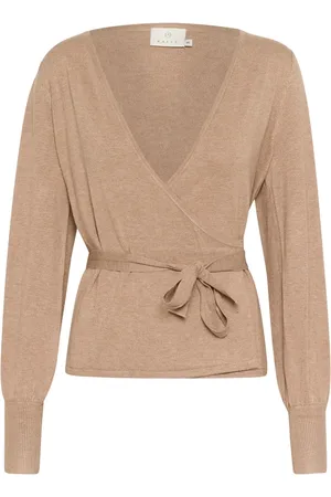 Kaffe Swetry, Kobieta, Beżowy, XS, Wrap Cardigan Feather Gray Melange