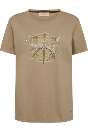 Mos Mosh Koszulki, Kobieta, brązowy, L, Deco Tee Top z Cool Print