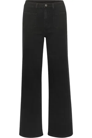 Kaffe Jeansy, Kobieta, Czarny, XL, Jeansyy Dzwony Czarny Głęboki Klasyczny Styl