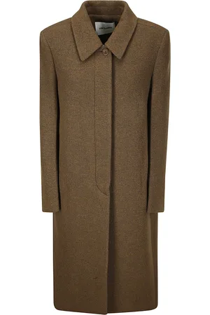 Low Classic Płaszcze, Kobieta, brązowy, M, Fluffy Wool Mac Coat