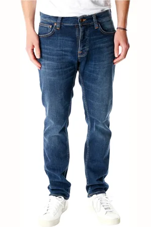 Nudie Jeans Jeansy, Mężczyzna, Niebieski, W34 L30, Denim, Slim Straight Fit Jeansy z Comfort Stretch