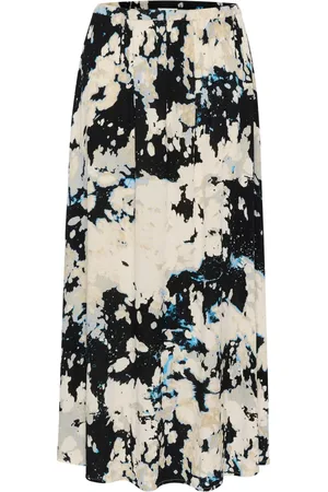 Soaked in Luxury Spódnice, Kobieta, Wielobarwność, L, Czarna Spódnica Maxi w Chmurki
