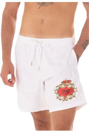 Roberto Cavalli Stroje kąpielowe, Mężczyzna, Biały, XL, Męski Kostium z Logo