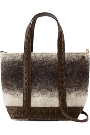 Vanessa Bruno Torebki, Kobieta, brązowy, ONE SIZE, Brązowa Wełniana Torba Shopper z Brokatowymi Uchwytami