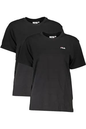 Fila Koszulki, Kobieta, Czarny, L, Bawełna, Krótki Rękaw Bawełna Logo T-shirt