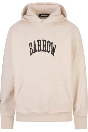 BARROW Bluzy, Mężczyzna, Beżowy, S, Bawełna, Bluza z kapturem z nadrukiem logo