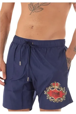 Roberto Cavalli Stroje kąpielowe, Mężczyzna, Niebieski, 2XL, Len, Męski Kostium z Logo