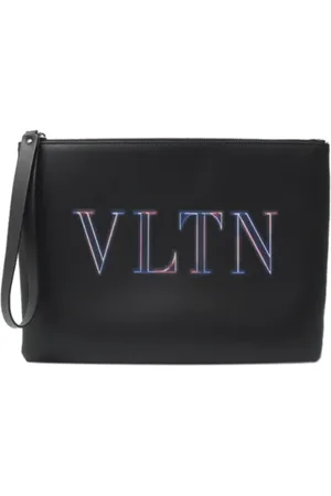 VALENTINO Pre-owned, Mężczyzna, Czarny, ONE SIZE, Len, Pre-owned Fabric clutches