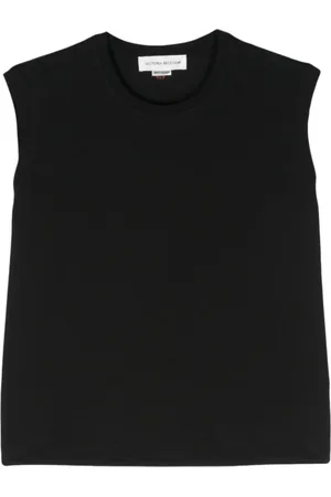 Victoria Beckham Koszulki, Kobieta, Czarny, M, Czarny Jersey Bezrękawnik z Logo