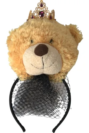 Dolce & Gabbana Akcesoria, Kobieta, brązowy, ONE SIZE, Brzowy Mi Teddybr Zota Korona Opaska Diadem