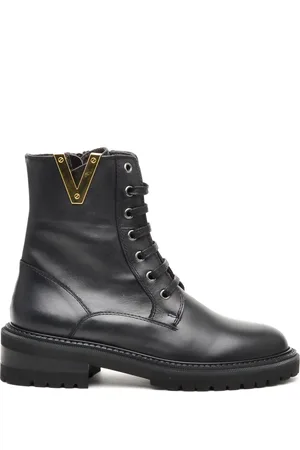 Via Roma Buty, Kobieta, Czarny, 40 EU, Czarny Skórzany But z Zamkiem