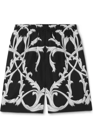 VERSACE Szorty, Mężczyzna, Czarny, M, Barocco Print Jedwabne Szorty