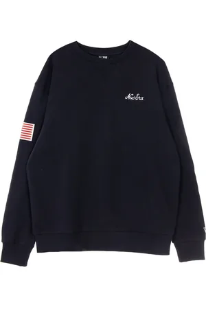 New Era Bluzy, Mężczyzna, Niebieski, M, Lekki Sweter z Okrągłym Kołnierzem Granatowy