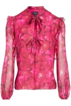 Giambattista Valli Bluzki, Kobieta, Różowy, S, Jedwabna bluzka z kokardą