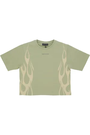 Vision Of Super Koszulki, Kobieta, Zielony, M, Flames Tee Zielono/biały