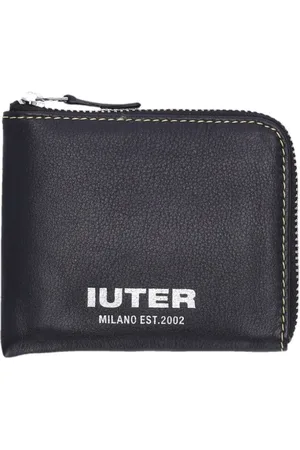 IUTER Akcesoria, unisex, Czarny, ONE SIZE, Czarny Portfel z Gładkiej Skóry na Zamek