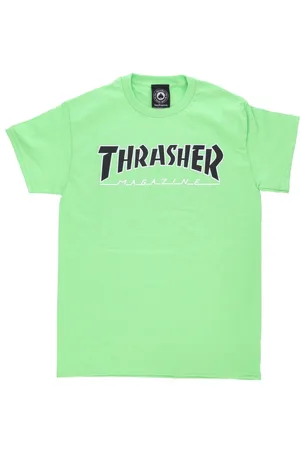 Thrasher Koszulki, Mężczyzna, Zielony, M, Męska Outline Tee Lime/Czarny