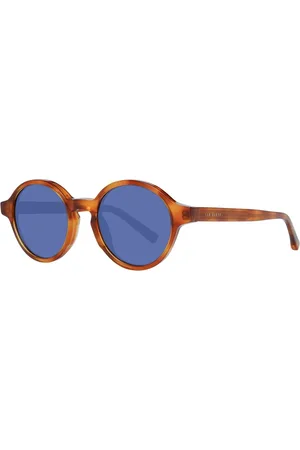 Ted Baker Akcesoria, Mężczyzna, brązowy, ONE SIZE, Brzowe Okulary Przeciwsoneczne Mskie Okrge Niebieskie Soczewki