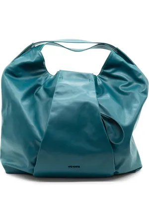 vic matiè Torebki, Kobieta, Zielony, ONE SIZE, Maxi Shopper z Fałdami w Petrolu