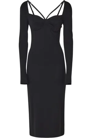 Dolce & Gabbana Sukienki, Kobieta, Czarny, S, Czarna Midi Sukienka z Dekoltem w Serce
